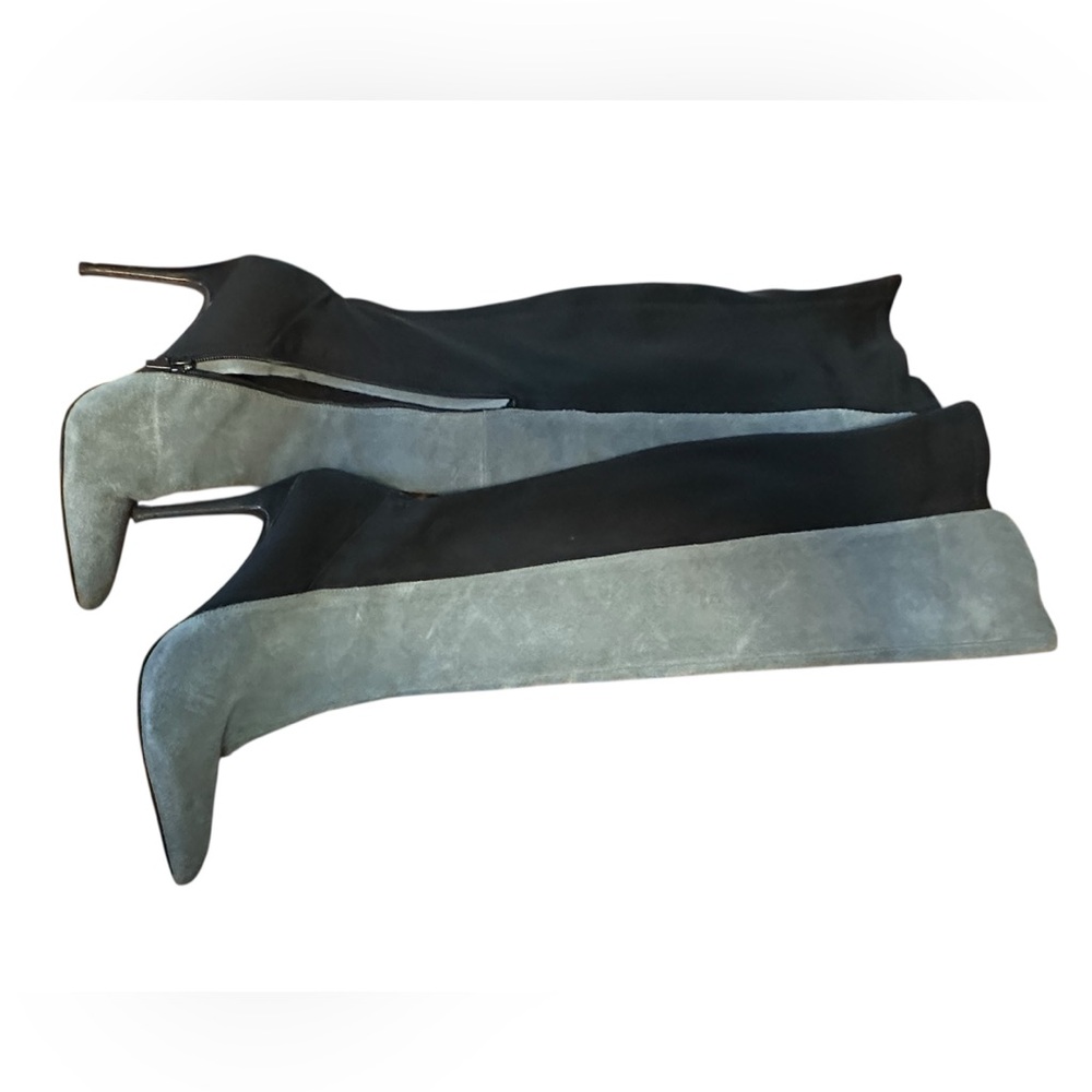 Charles David | Grey Suede & Black Neoprene‎ Over-the-Knee Boots, 8 - Picture 9 of 14